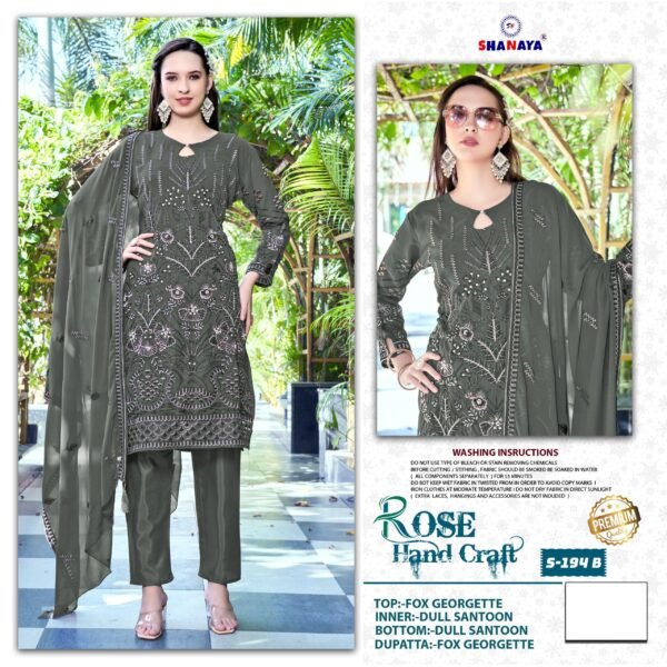 SHANAYA Dno. S-194 ROSE HAND CRAFT Pakistani Suit