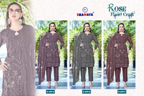 SHANAYA Dno. S-194 ROSE HAND CRAFT Pakistani Suit - Image 7