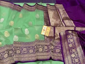 Kora Organza Saree in Light Pista control border