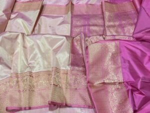 Banarasi Pure Silk Saree Light Pink contras border