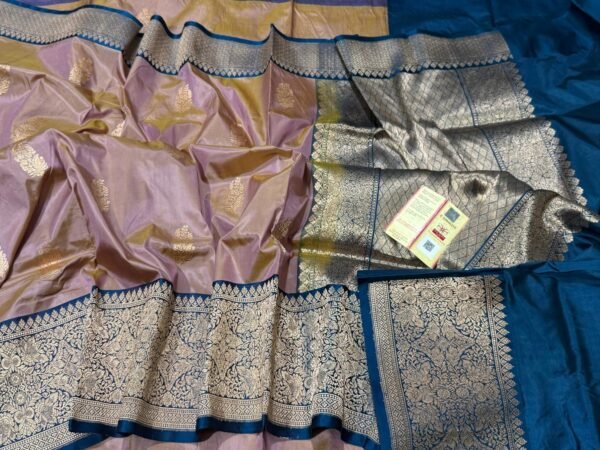 Banarasi Pure Silk Saree in Lavender contras border