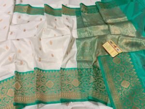 Banarasi Pure Silk Saree White contras border