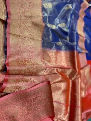 Banarasi Pure Silk Soft Tissue Zari Saree – Royal Blue