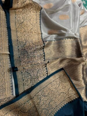 Banarasi Pure Silk Soft Tissue Zari Saree in Light Grey