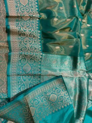 Banarasi Pure Silk Soft Tissue Zari Saree in Sea Green – Timeless Elegance and Craftsmanship