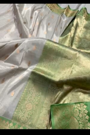 Banarasi Pure Silk Soft Tissue Zari Buti Saree in Light Grey – Elegant Tradition with Modern Charm