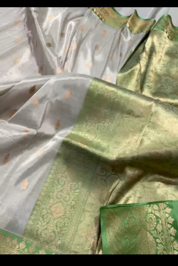 Banarasi Pure Silk Soft Tissue Zari Buti Saree in Light Grey – Elegant Tradition with Modern Charm