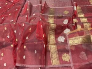 Banarasi Handloom Silk Tissue Saree in Red – A Perfect Fusion of Luxury and Tradition