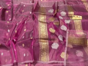 Banarasi Handloom Silk Tissue Saree in Rani Pink – A Timeless Classic