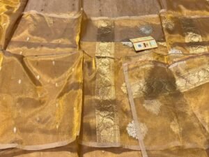 Banarasi Handloom Silk Tissue Saree in Golden – A Masterpiece of Elegance