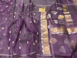 Banarasi Handloom Silk Tissue Saree in Lavender – A Perfect Blend of Tradition and Elegance
