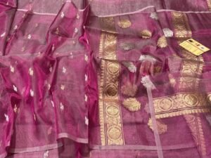Banarasi Handloom Silk Tissue Saree in Magenta – Elegant, Luxurious, and Timeless