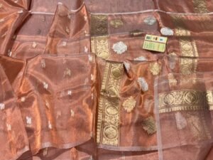 Banarasi Handloom Silk Tissue Saree in Peach – An Exquisite Blend of Tradition and Luxury