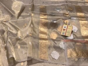 Banarasi Handloom Silk Tissue Saree in Light Gold – Elegant Craftsmanship with Timeless Appeal