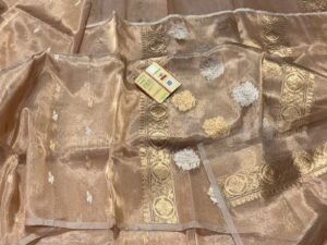 Banarasi Pure Silk Soft Tissue Zari Saree – Light Gold