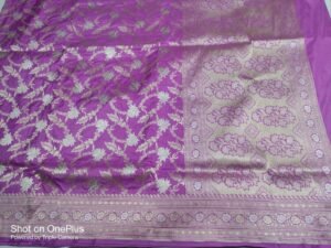 pure katan silk saree colour rani design weaving flower jaal