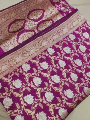 Pure Katan Silk Saree magenta colour