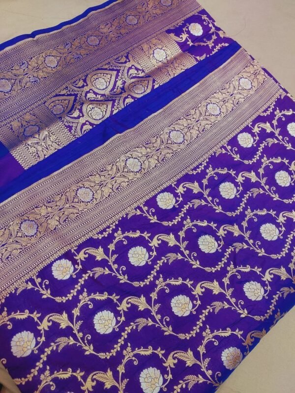 Pure Katan Saree Silver Meena