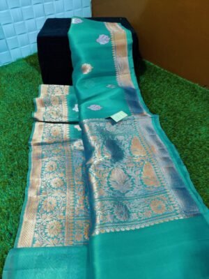 Kora Banarasi Saree – Pestal Blue