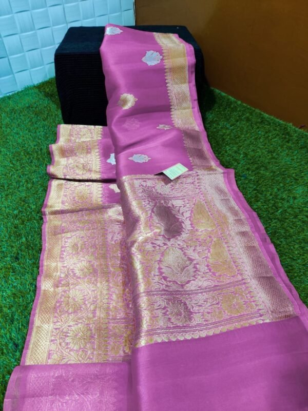 Kora Silk Sarees Pink Colour
