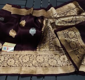 Kora Banarasi Saree in Maroon Color
