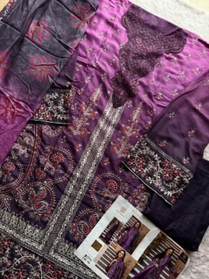 Ziaaz Designs 887 & 888 | Shaded Semi-Stitched Cambric Cotton Embroidered Suits with Muslin Dupatta