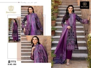 Ziaaz Designs 887 & 888 | Shaded Semi-Stitched Cambric Cotton Embroidered Suits with Muslin Dupatta