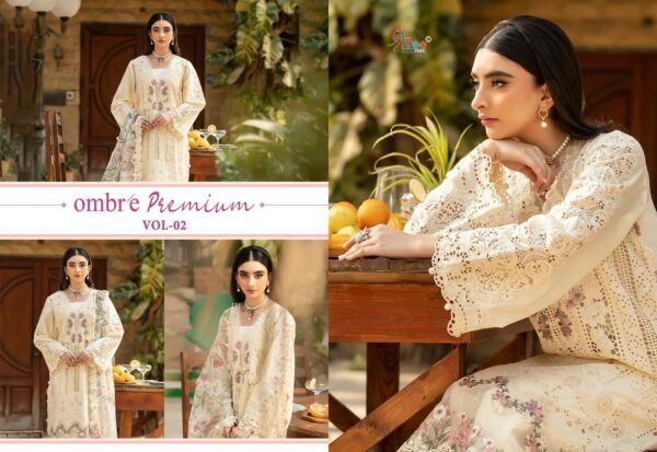 OMBRE Premium Vol-2 by Shree Fabs | Heavy Embroidered Kota Doria Dupatta Suits – 6 Pc Set - Image 9