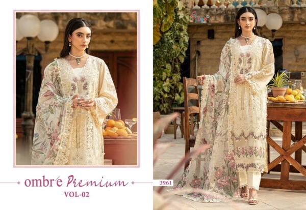 OMBRE Premium Vol-2 by Shree Fabs | Heavy Embroidered Kota Doria Dupatta Suits – 6 Pc Set - Image 10