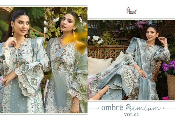 OMBRE Premium Vol-2 by Shree Fabs | Heavy Embroidered Kota Doria Dupatta Suits – 6 Pc Set - Image 5