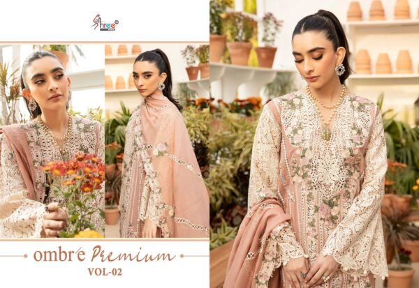OMBRE Premium Vol-2 by Shree Fabs | Heavy Embroidered Kota Doria Dupatta Suits – 6 Pc Set - Image 12