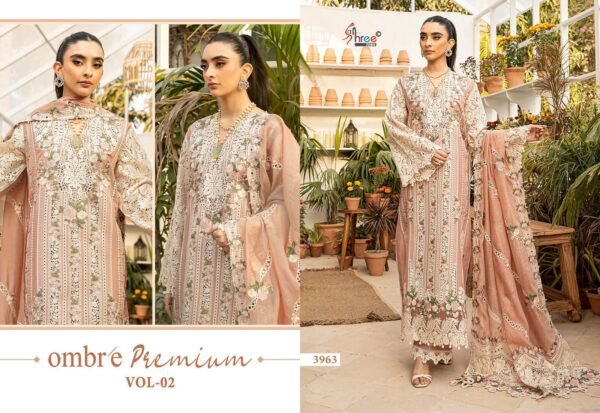 OMBRE Premium Vol-2 by Shree Fabs | Heavy Embroidered Kota Doria Dupatta Suits – 6 Pc Set - Image 13