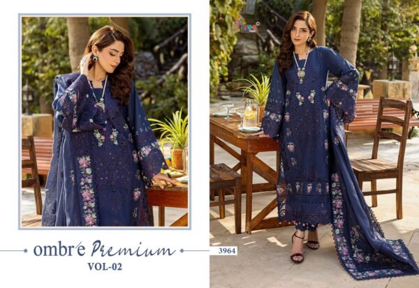 OMBRE Premium Vol-2 by Shree Fabs | Heavy Embroidered Kota Doria Dupatta Suits – 6 Pc Set - Image 7