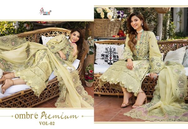 OMBRE Premium Vol-2 by Shree Fabs | Heavy Embroidered Kota Doria Dupatta Suits – 6 Pc Set - Image 8