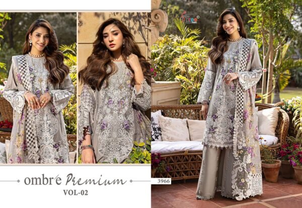 OMBRE Premium Vol-2 by Shree Fabs | Heavy Embroidered Kota Doria Dupatta Suits – 6 Pc Set - Image 11