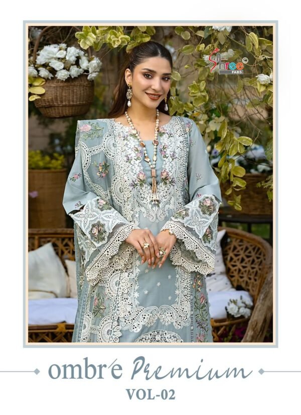 OMBRE Premium Vol-2 by Shree Fabs | Heavy Embroidered Kota Doria Dupatta Suits – 6 Pc Set - Image 4