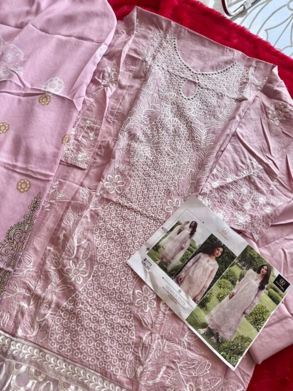 Ziaaz Designs D.No. 872 | Cotton Cambric Heavy Embroidered Suit with Muslin Digital Dupatta – Semi Stitched Elegance 2025 - Image 3
