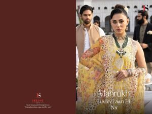 MAHRUKH Luxury Lawn 24 Nx by Deepsy Suits | Pure Cotton Self Embroidered Suit with Net/Cotton Embroidered Dupatta