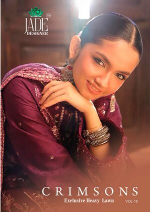 Jade Crimsons Vol-15 by Saanvi Trends | Heavy Lawn Cotton Karachi Print Unstitched Suit – 6 Pc Set