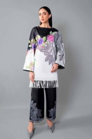 Black Multi-Printed Co-Ord Set for Women – Imported Cotton Palazzo Suit | Ansari Fashion