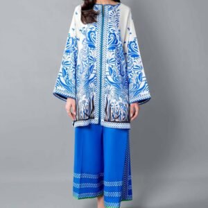 Royal Blue Multi-Printed Co-Ord Set for Women – Pakistani Style Palazzo Suit