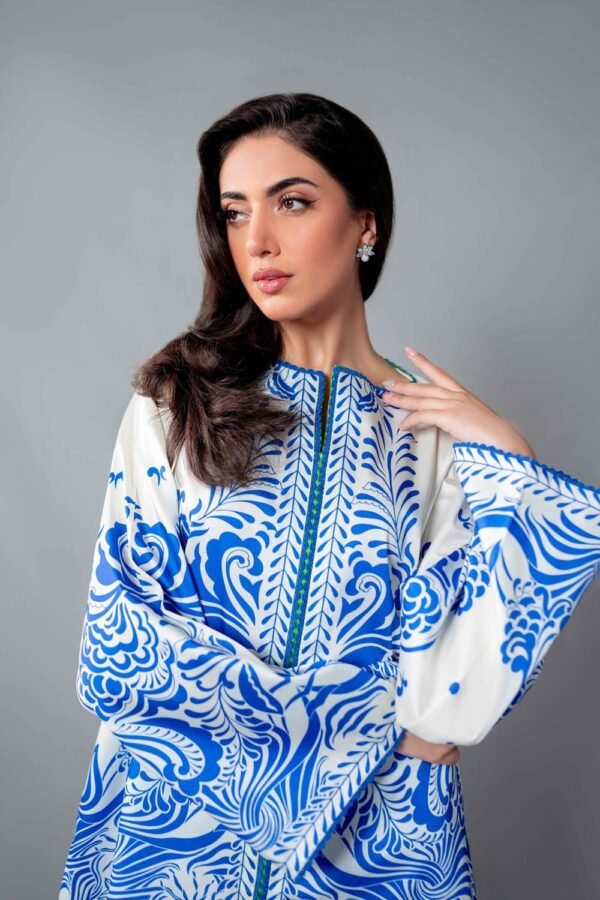 Royal Blue Multi-Printed Co-Ord Set for Women – Pakistani Style Palazzo Suit - Image 2
