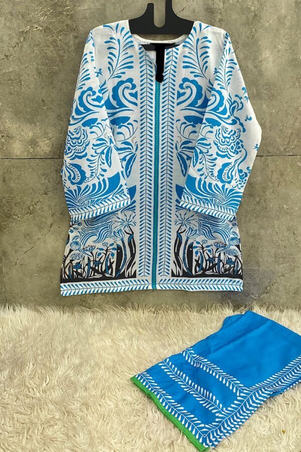 Royal Blue Multi-Printed Co-Ord Set for Women – Pakistani Style Palazzo Suit - Image 5
