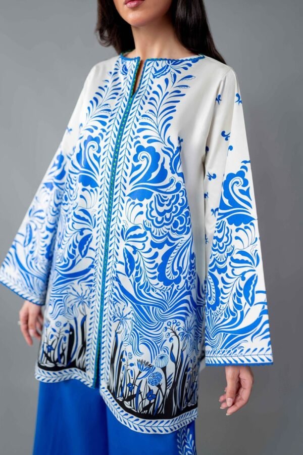 Royal Blue Multi-Printed Co-Ord Set for Women – Pakistani Style Palazzo Suit - Image 6