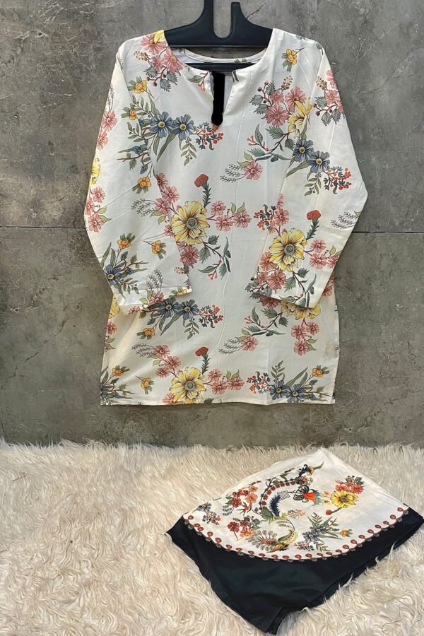 Cream Multi-Printed Co-Ord Set for Women – Pakistani Palazzo Style | Ansari Fashion - Image 6