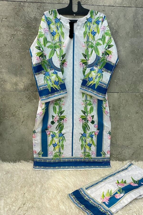 Pista Green Multi-Printed Co-Ord Set for Women – Pakistani Palazzo Style | Ansari Fashion - Image 8