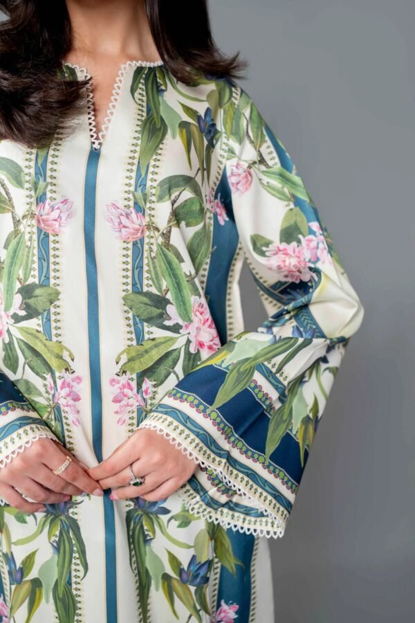 Pista Green Multi-Printed Co-Ord Set for Women – Pakistani Palazzo Style | Ansari Fashion - Image 5