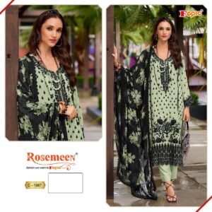 Home 276 Fepic Rosemeen D.No.1987 Pakistani Suit – Organza Embroidered Semi Stitched