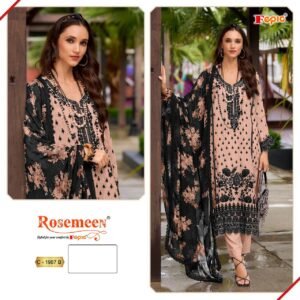 Home 274 Fepic Rosemeen D.No.1987 Pakistani Suit – Organza Embroidered Semi Stitched