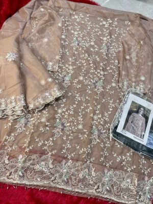 Home 286 Ziaaz Designs D.No.714 Pakistani Suit – Organza Semi Stitched with Embroidery & Jarkan Work
